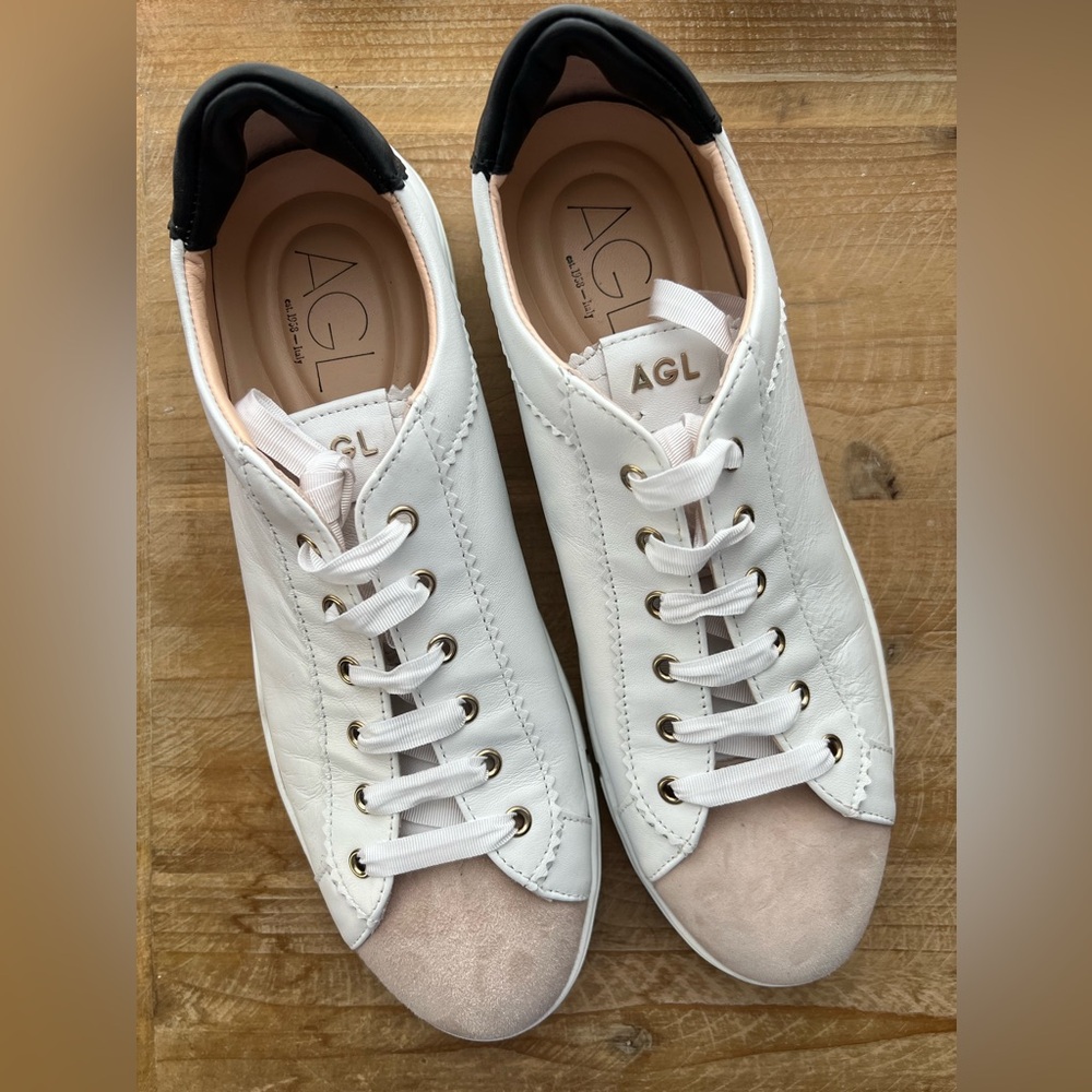 New AGL sneaker Sade size 41.5 white with pink black - Picture 4 of 12